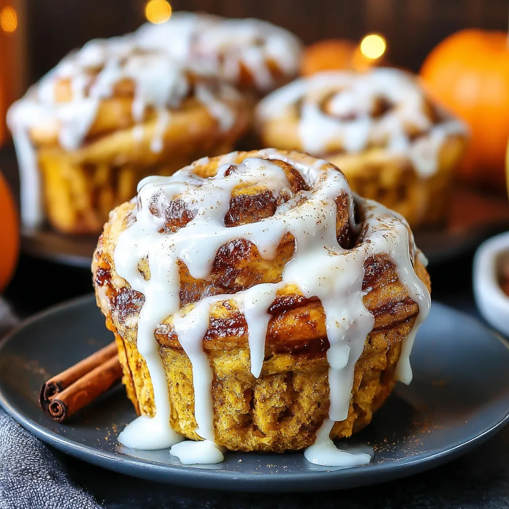 Three muffins with frosting and cinnamon.