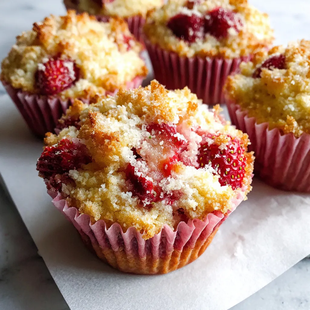 A stack of strawberry shortcake muffins.