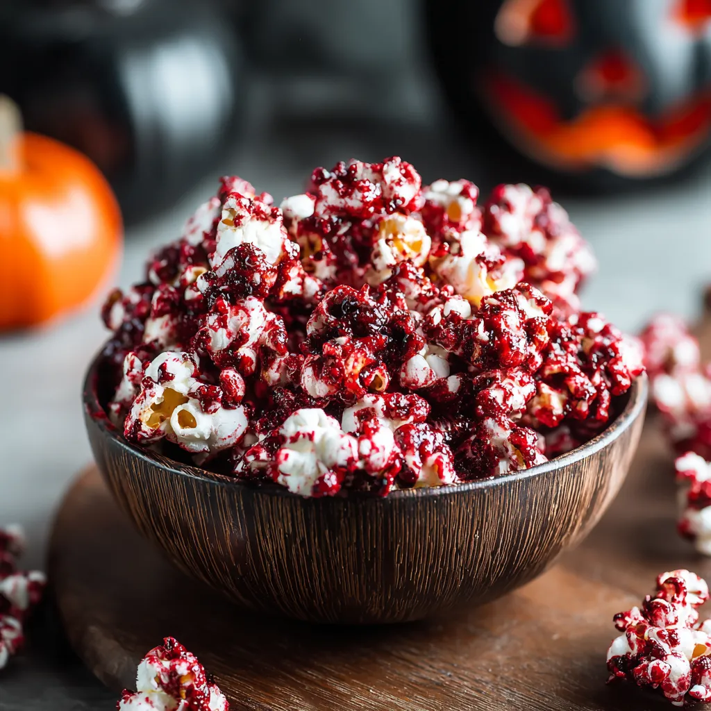 A bowl of red velvet popcorn crunch.