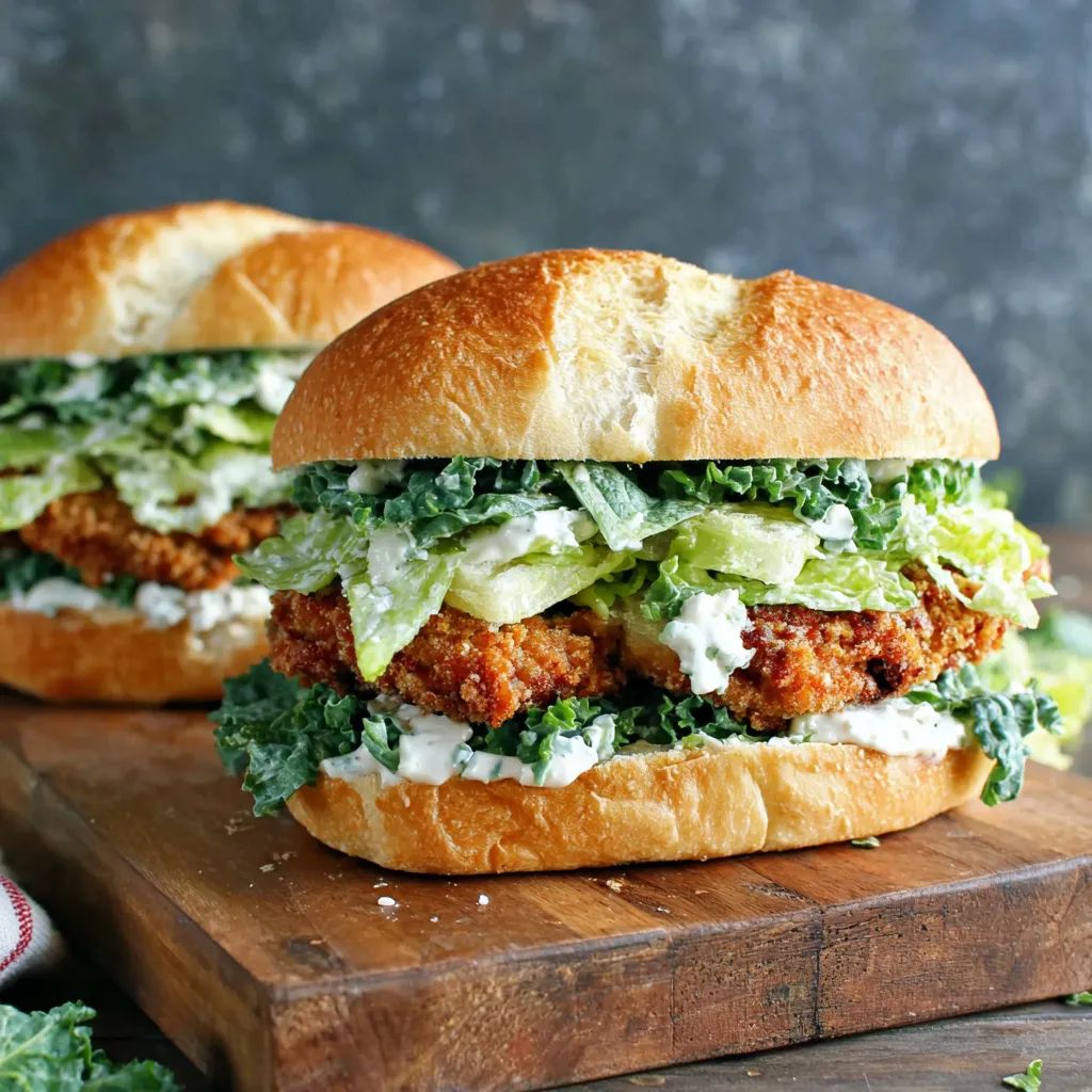 A crispy chicken Caesar sandwich.