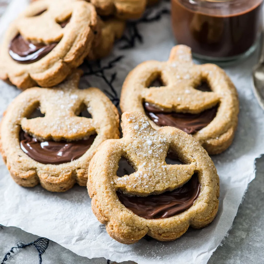 Halloween cookies with chocolate filling.