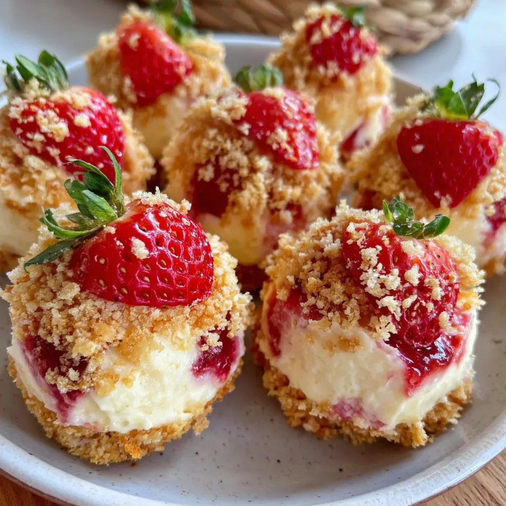 A plate of strawberry cheesecake crunch bites.