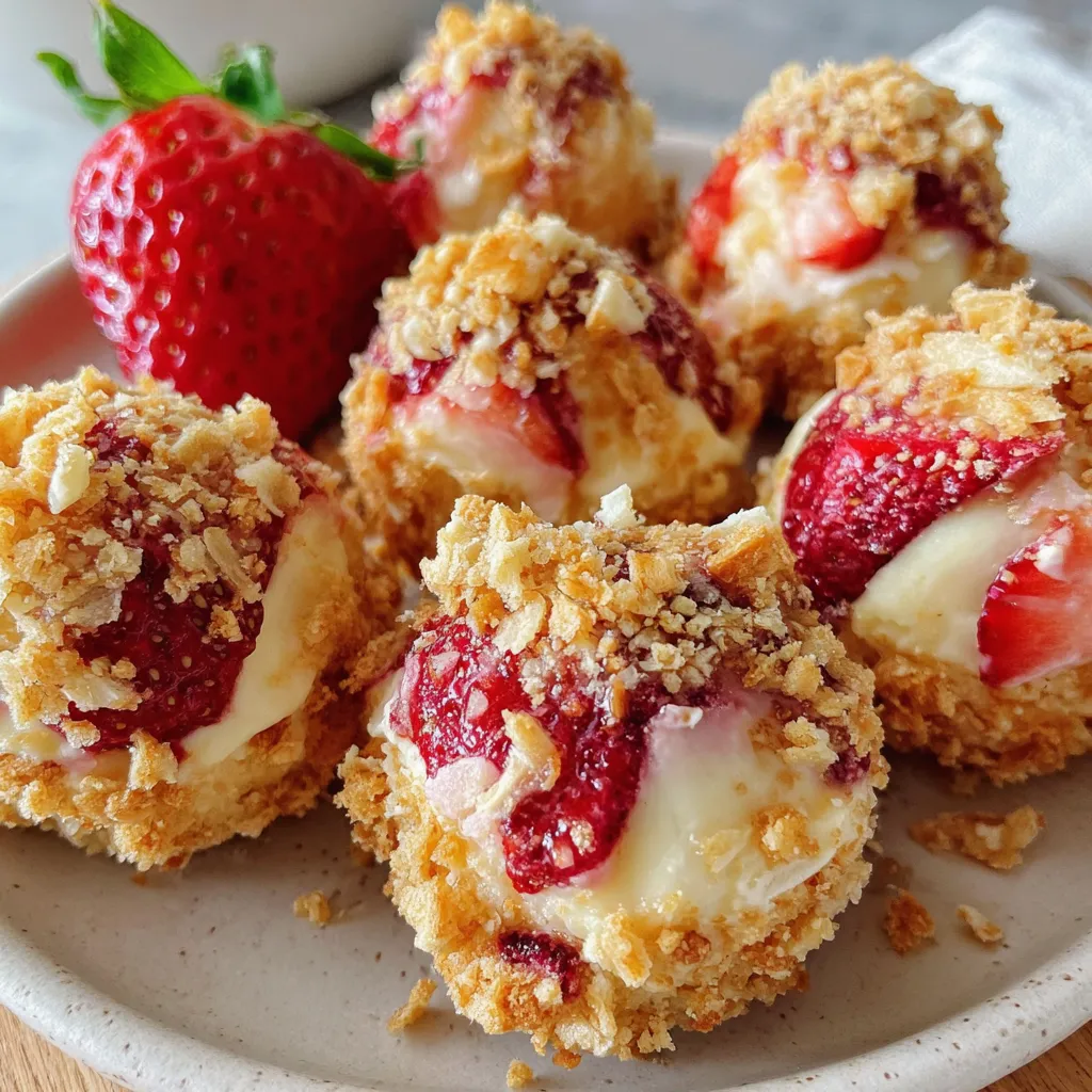 A plate of strawberry cheesecake crunch bites.