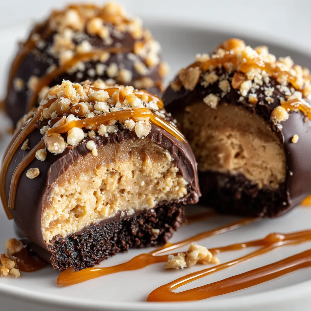 Chocolate-Dipped Peanut Butter Cheesecake Truffles.