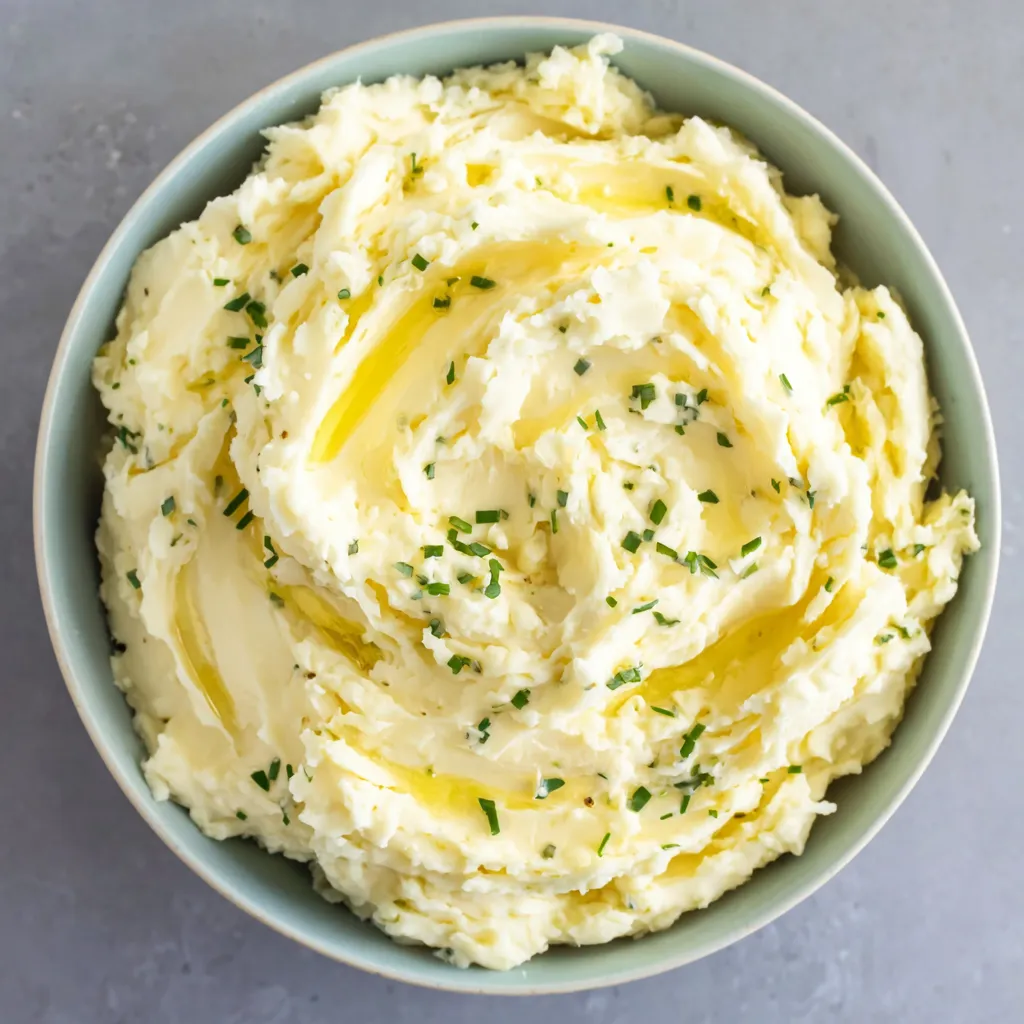 A bowl of cream cheese mashed potatoes.