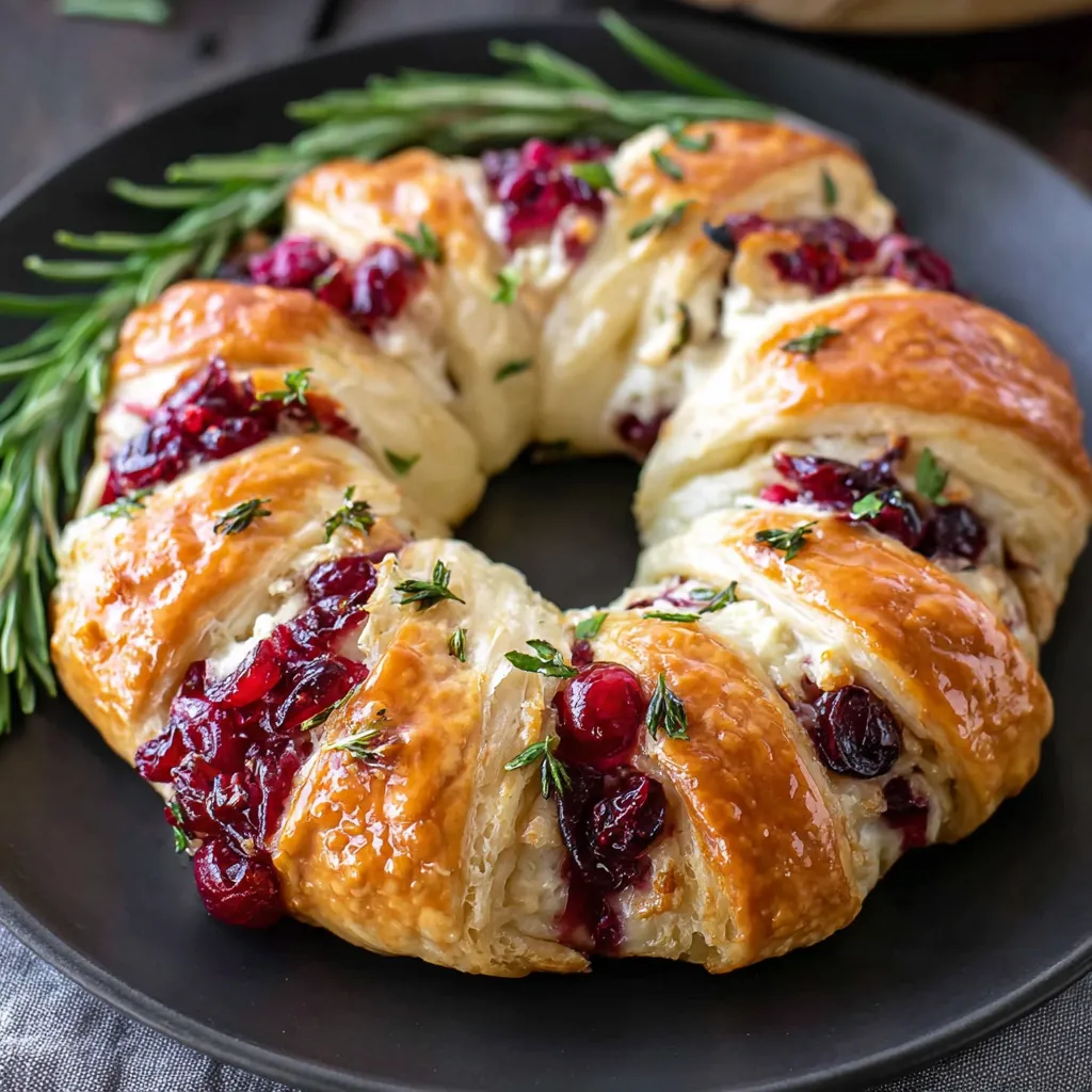 A plate with a Turkey Cranberry Crescent Ring.
