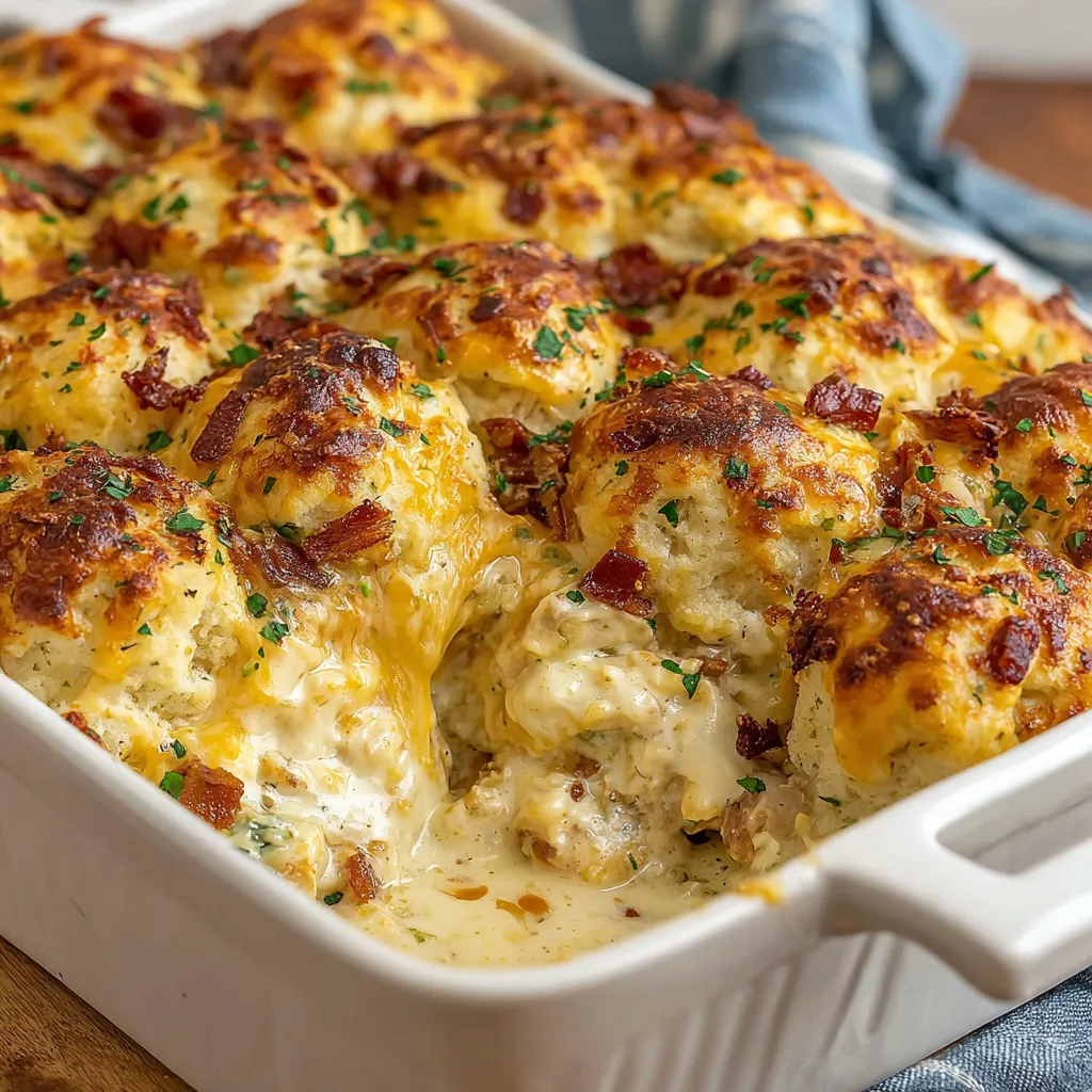 A casserole with bacon and cheese.