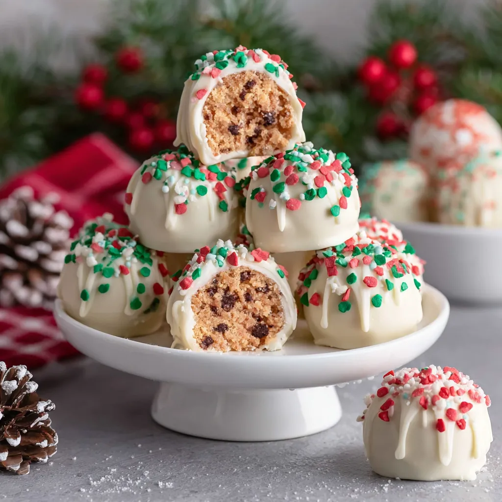 A stack of Christmas tree cake truffles.