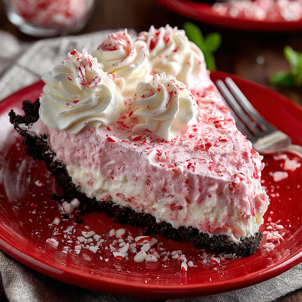 A slice of Christmas Peppermint Pie.
