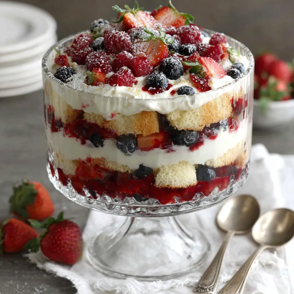 A glass bowl filled with a berry dessert.