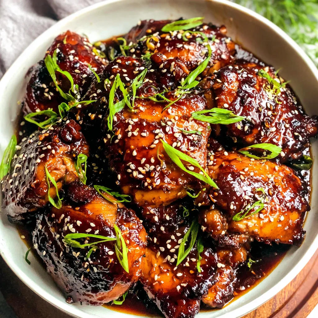 Slow Cooker Honey Garlic Chicken over rice, coated in a sticky sweet-savory sauce with herbs and sesame seeds — easy crockpot chicken recipe.