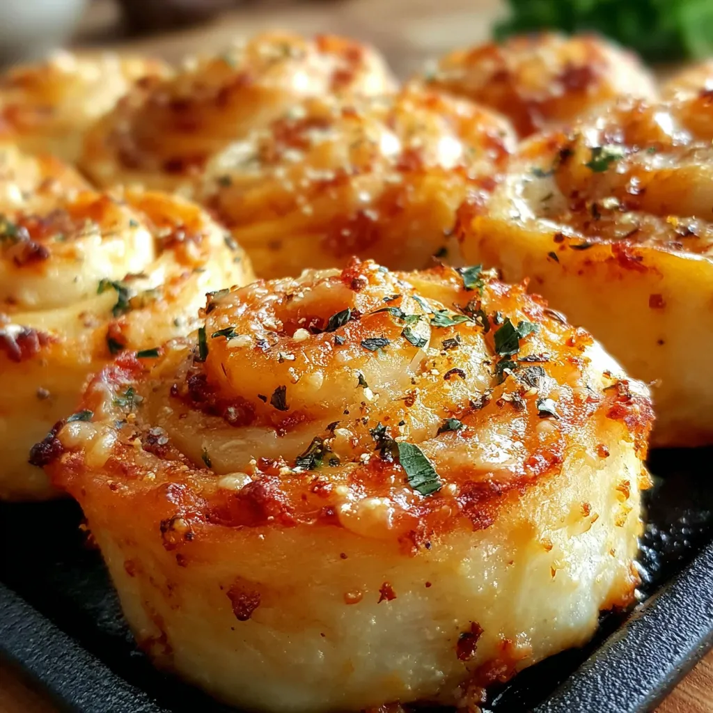 Golden and crispy Garlic Parmesan New York Pizza Rolls, beautifully baked with a cheesy, garlicky filling and garnished with fresh parsley, perfect for a savory snack or appetizer