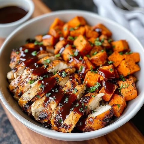 A protein-packed chicken sweet potato power bowl.
