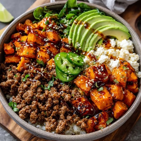 A bowl of food with ground beef and rice.