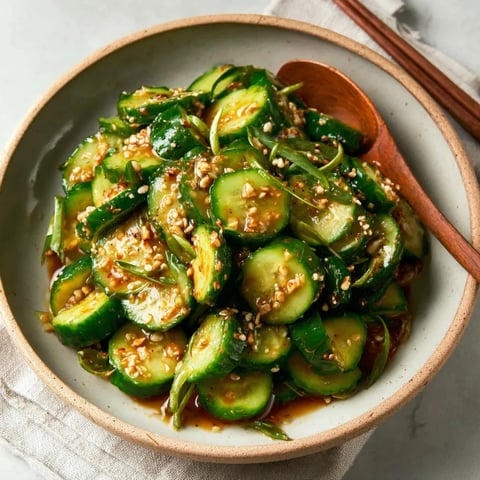 A bowl of Asian-style spicy cucumber salad.