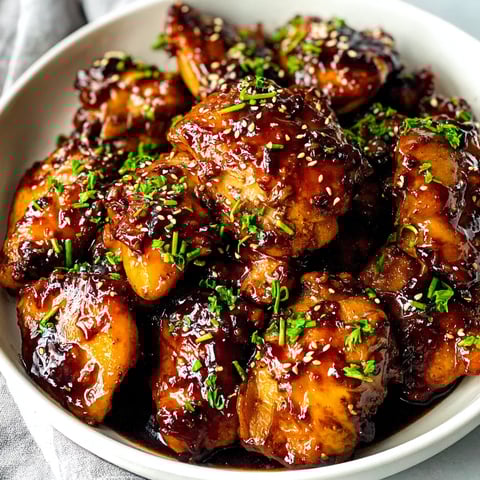 Sticky Honey Garlic Chicken Crockpot recipe served in a bowl with sesame seeds and green onions on top — slow cooker honey garlic chicken.